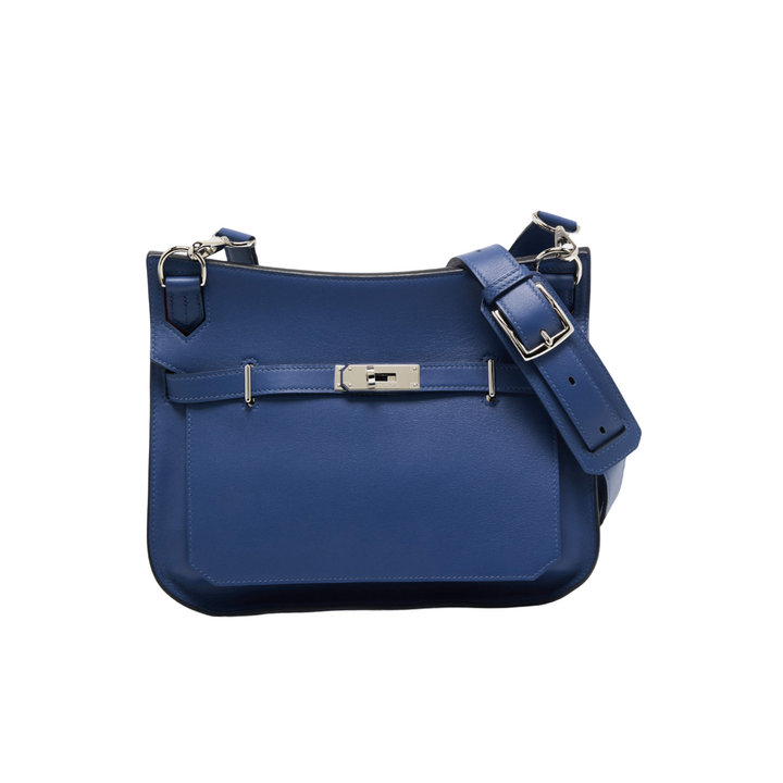 Hermès Blue Brighton/Capucine Swift Leather Palladium Jypsier 28