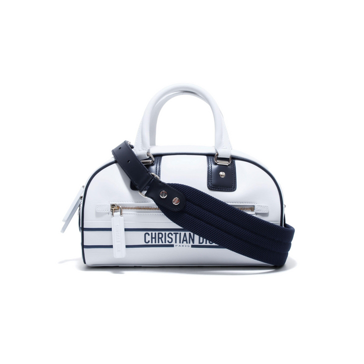 Dior White Quilted Leather Small Vibe Bowling Bag