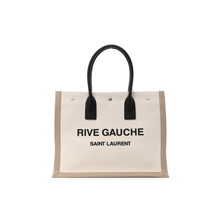 Saint Laurent  Linen Calfskin Rive Gauche Tote Bag