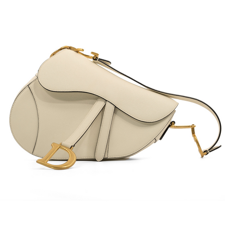 Christian Dior White Medium Saddle Bag