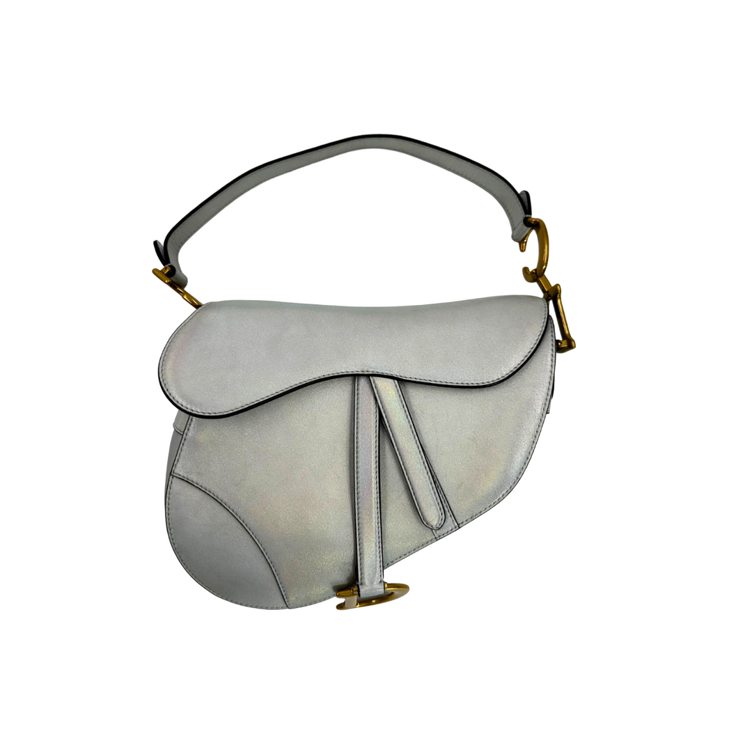 DIOR LAMB SKIN GRAY SADDLE BAG