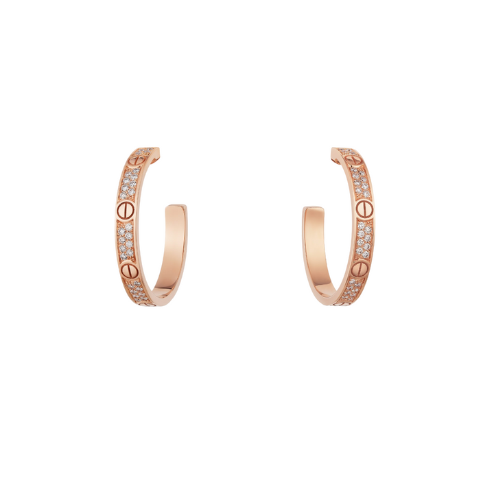 Cartier Love Earrings Rose Gold Diamonds