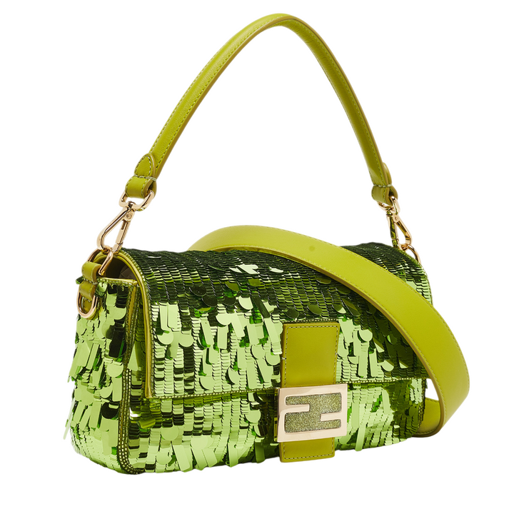 Fendi Green Sequins and Leather Re-Edition Sex and the City Baguette Bag