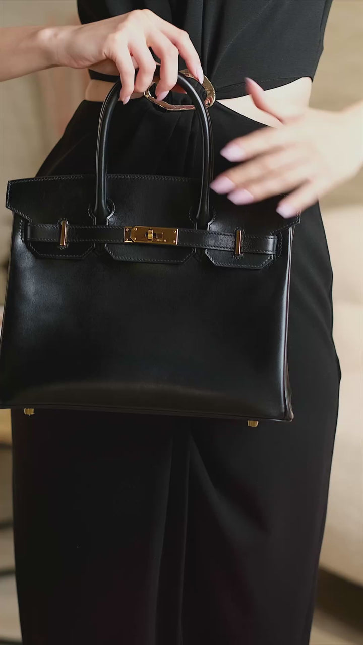 Hermès  Black Box Birkin 30 Gold Hardware Bag