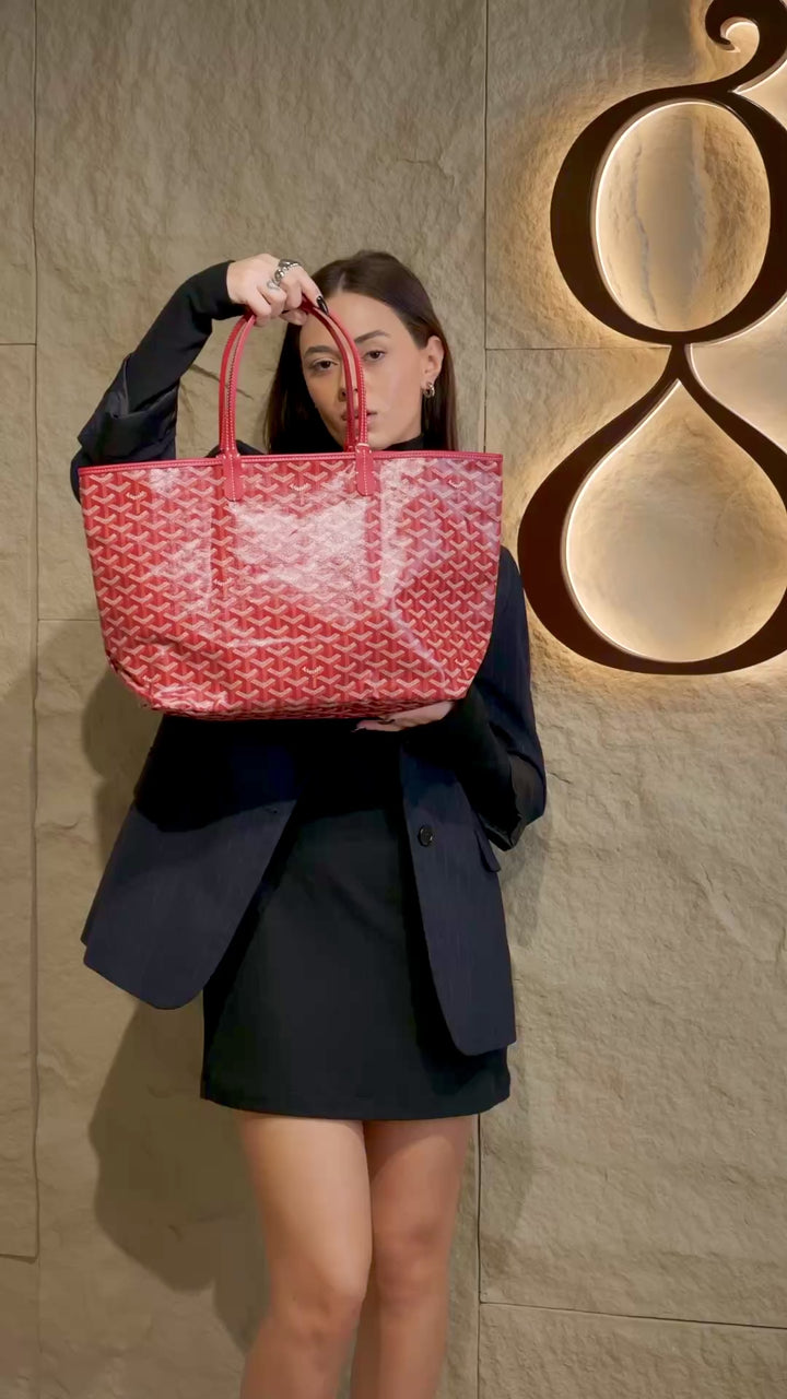 Goyard Red Goyardine Coated Canvas and Leather Saint Louis PM Tote