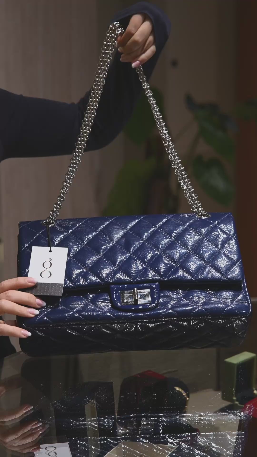 Chanel Navy Vernis Reissue 2.57 Quilted  Leather Flap Bag