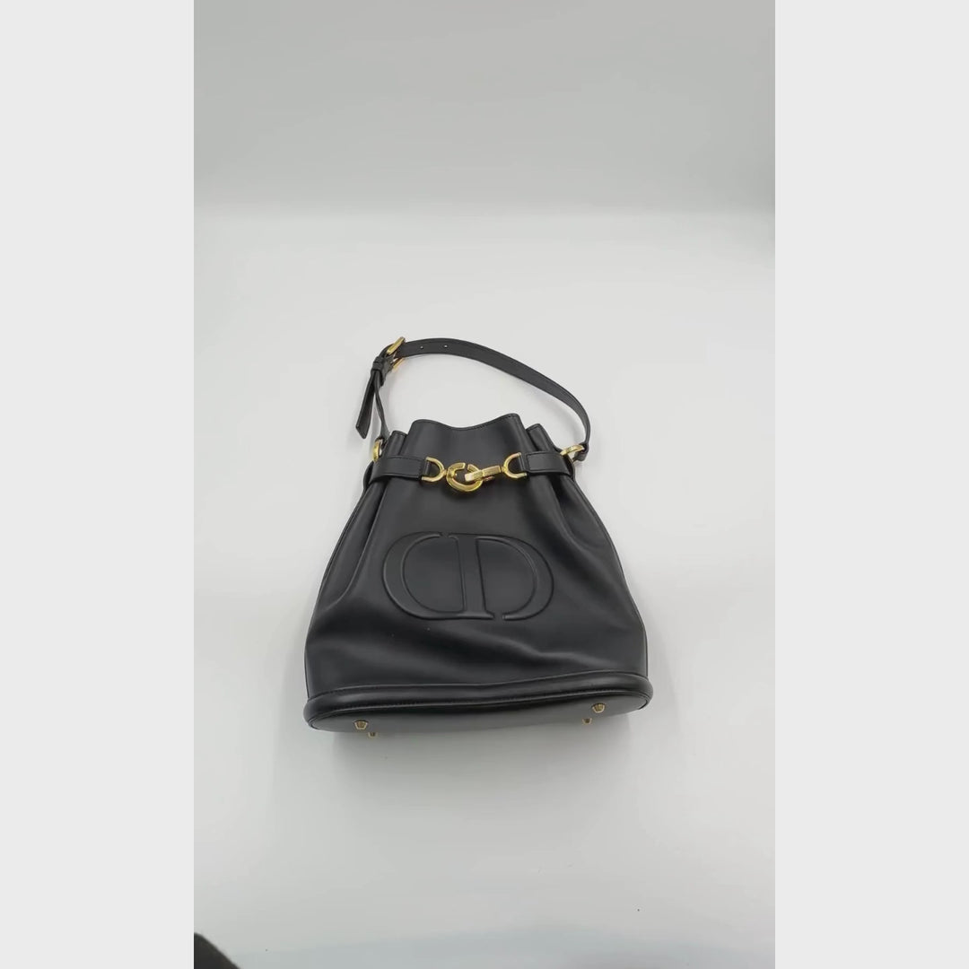 Christian Dior Black Calfskin Leather Medium C’est Dior Bucket Bag