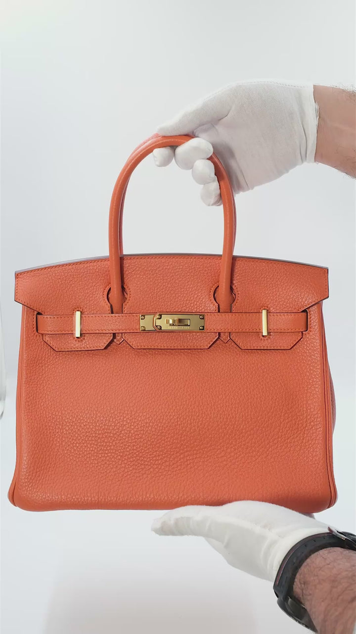 Hermès Orange Togo Leather Gold Hardware Birkin 30 Bag