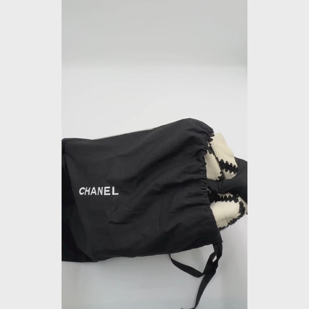 Chanel Calfskin Crochet Medium Chanel 19 Flap White Black Bag