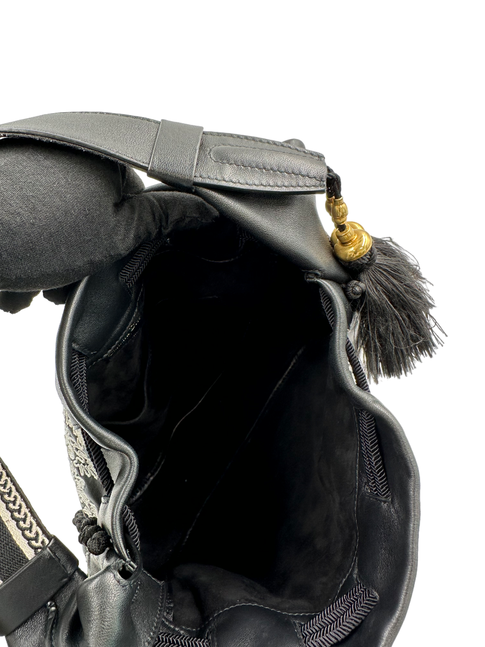 Dior Black/White Lambskin Ornamental Cornely-Effect Hobo Bucket Bag - Gemaee  UAE