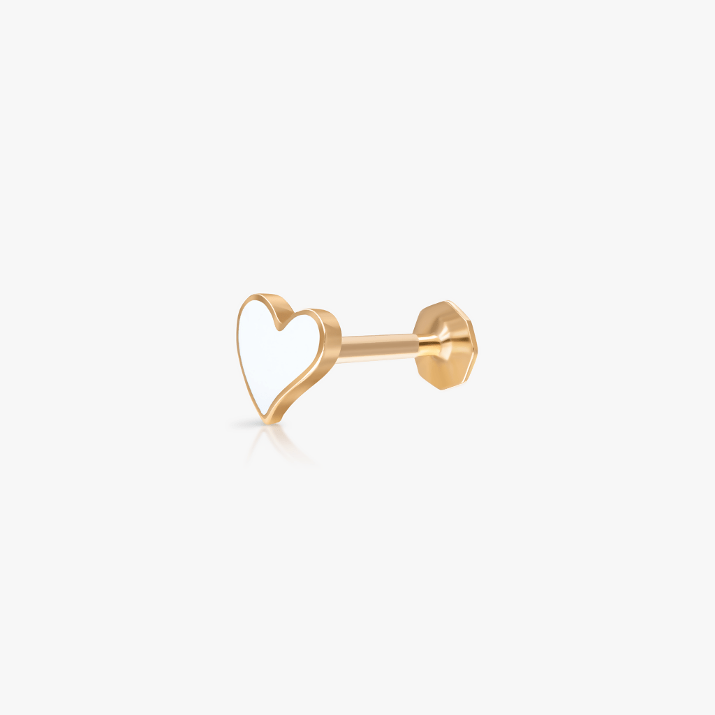 18k Yellow Gold Heart Enamel Piercing - Gemaee UAE