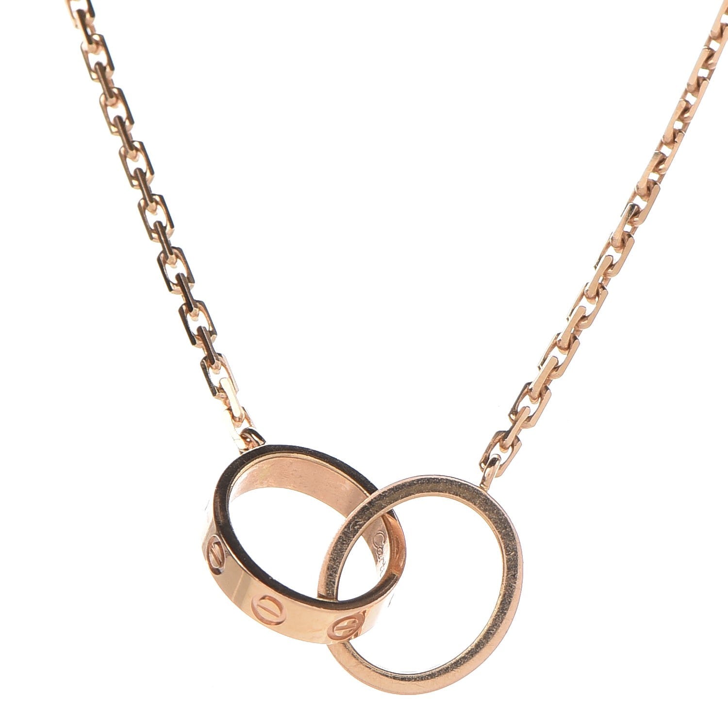 Cartier 18K Pink Gold Diamond Interlocking LOVE Necklace Gemaee UAE